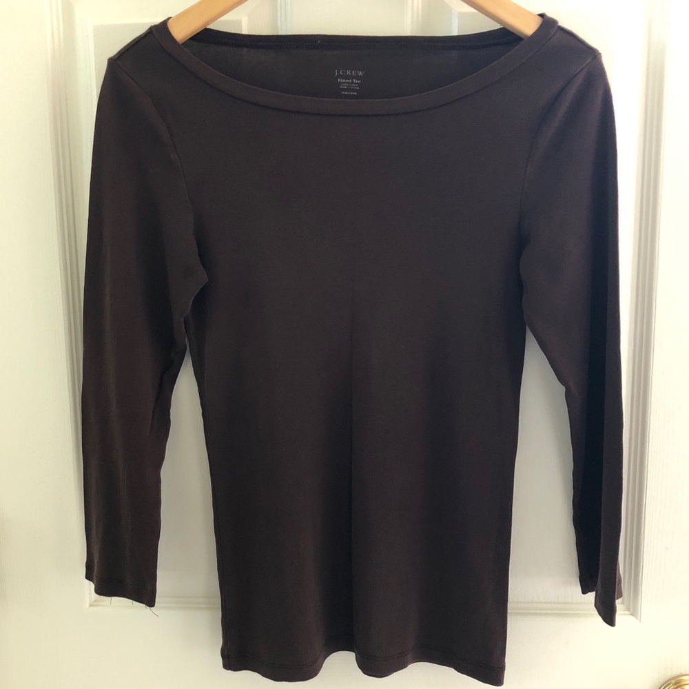 J. Crew Fitted long sleeve tee chocolate brown